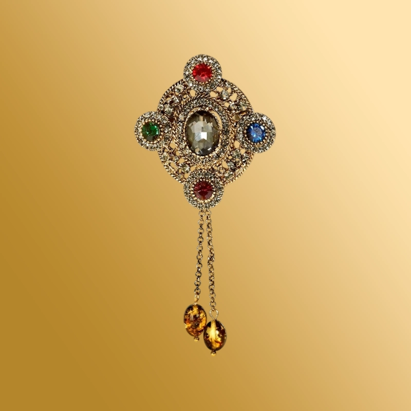 Броши бижутерия с янтарем